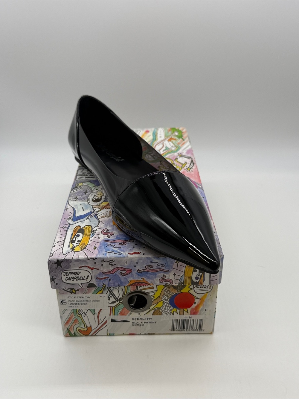 Jeffrey Campbell Black Patent Pointed Pump Flat